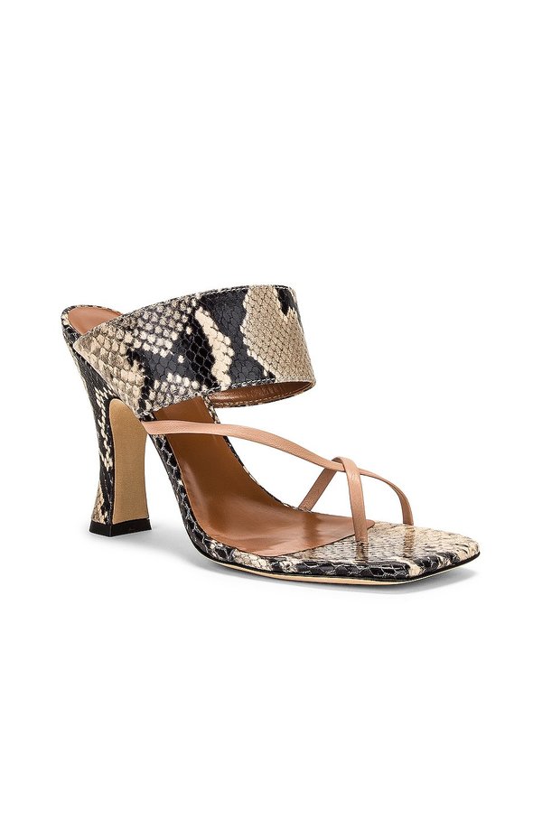 Paris Texas Crossover Pyhton Print Heel - Stone Nude Paris Texas Crossover Pyhton Print Heel - Stone Nude