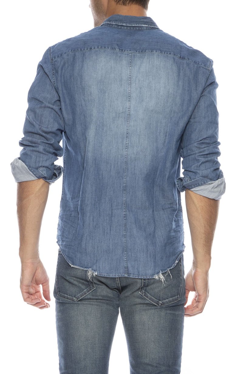 Frank & Eileen Luke Distressed Denim Shirt - Indigo | Garmentory