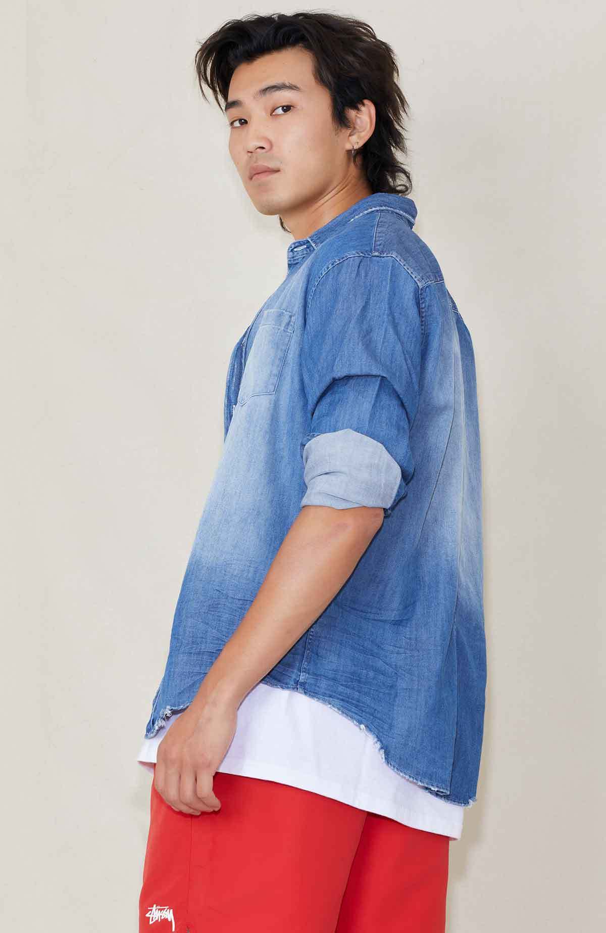 Frank & Eileen Luke Distressed Denim Shirt - Indigo | Garmentory