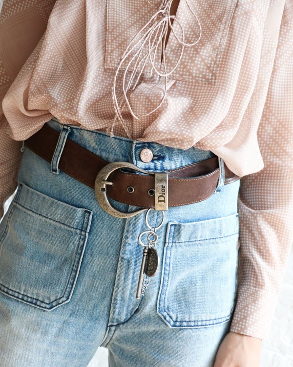 Vintage Christian Dior Waist Belt Dark Brown Oversized Silver Tone Buckle Christian Dior Belt Indiana Vintage Belts for sale | eBay main image 4