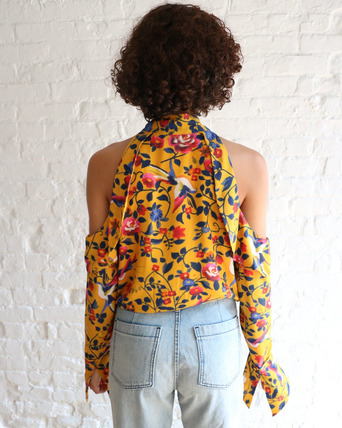 [pre-loved] Tanya Taylor Floral Blouse - yellow floral - Image 4 of 5