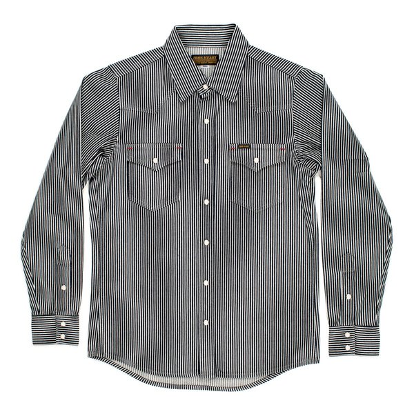 Iron Heart Western Shirt Indigo Hickory Stripe Garmentory