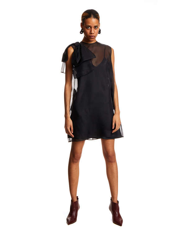 【送料&関税込】MSGM Black Short Dress MSGM Black Off-The-Shoulder Minidress | REVERSIBLE