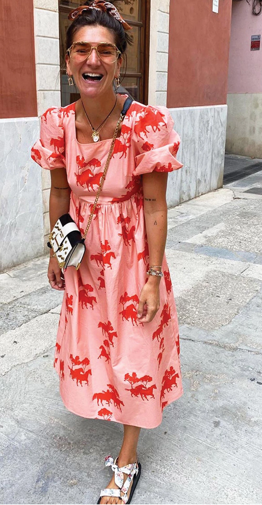 Never Fully Dressed Forrest Print Midi Dress - Pink/Red