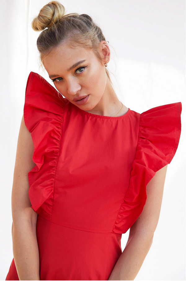 Never Fully Dressed Charming Midi Dress - Red Never Fully Dressed Charming Midi Dress - Red