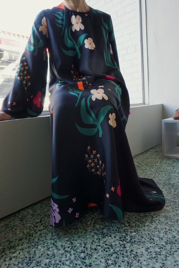marimekko silk dress Kaunista Kukasta Kukkaan
