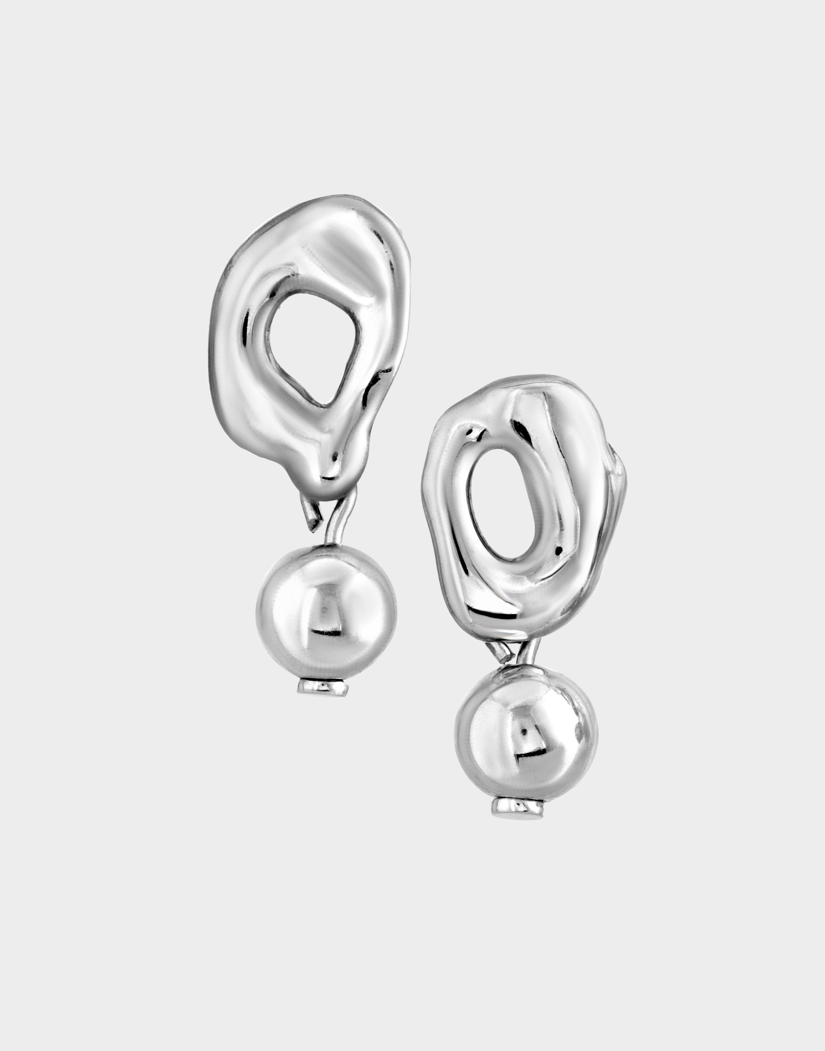 silver bead drop earrings