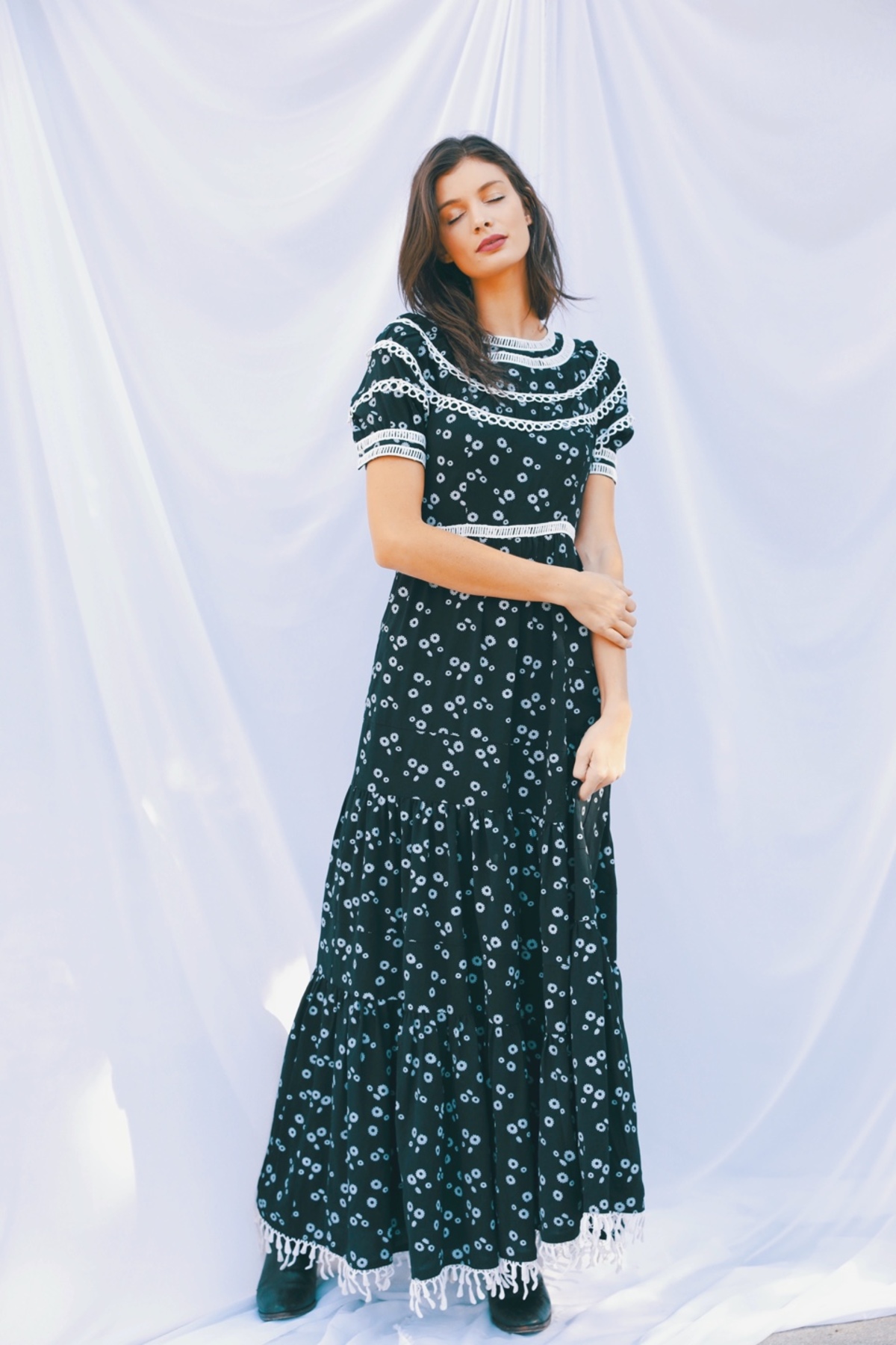knee length dresses for ladies Floral Harmony A-Line Maxi Dress main image 1