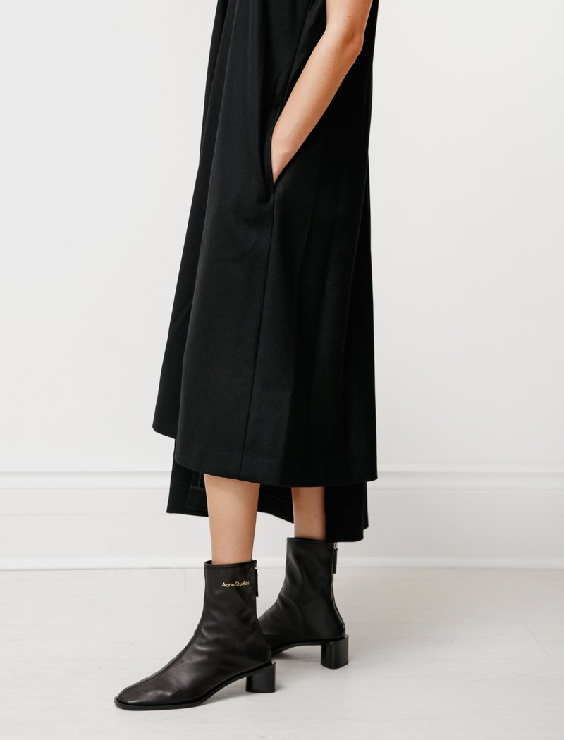 Y's by Yohji Yamamoto Asymmetrical Pressed Wool Dress - Black
