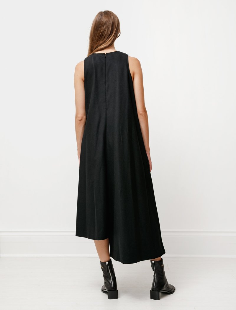Y's by Yohji Yamamoto Asymmetrical Pressed Wool Dress - Black
