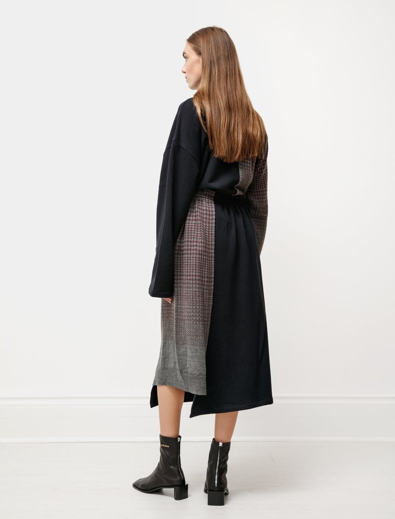 Y’s knit skirt Y's by Yohji Yamamoto Collaged Knit Skirt - Navy/Glen Plaid