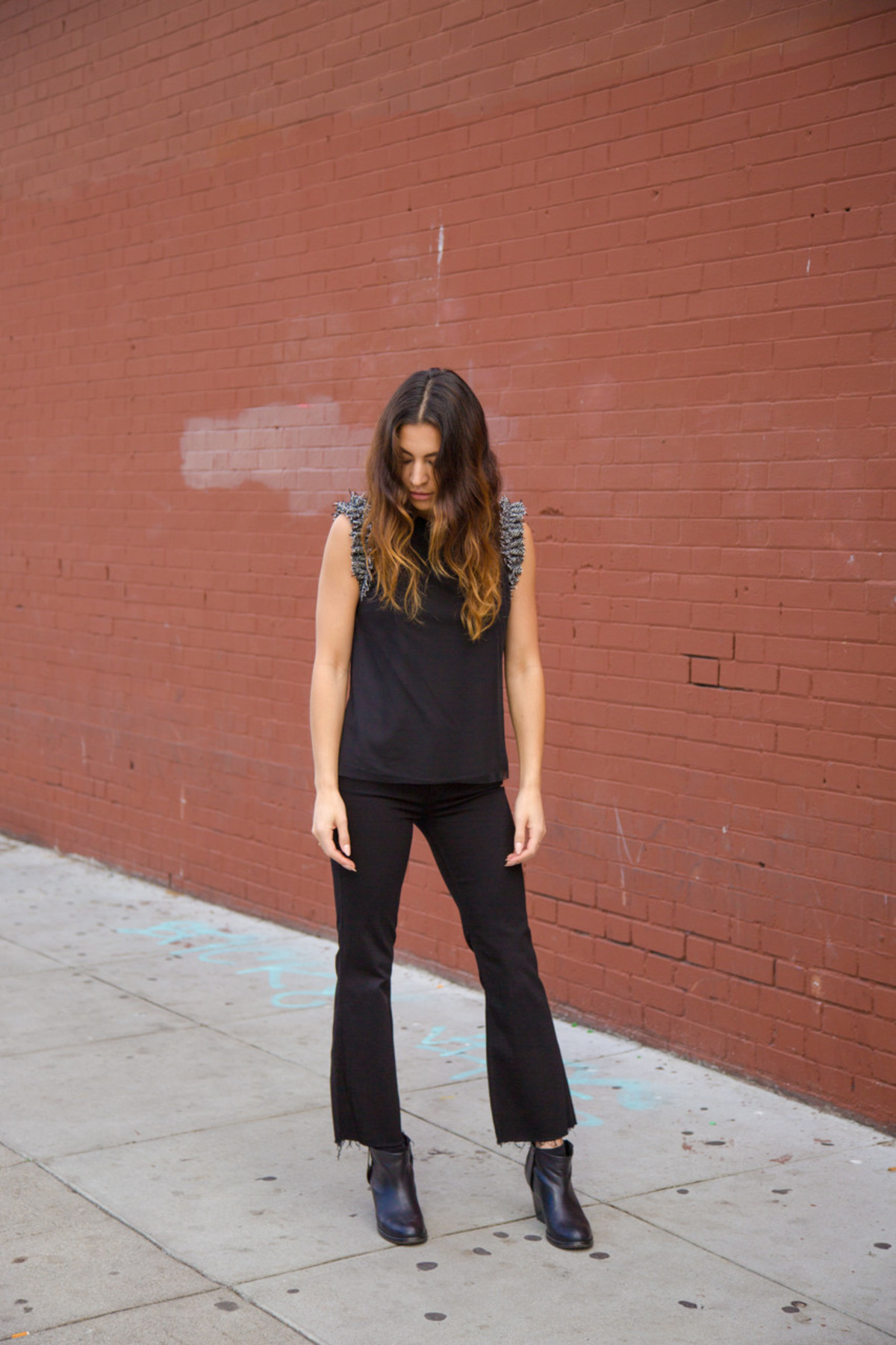 Grlfrnd Joan Crop Flare Jean in Black Magic Woman - Image 1 of 6