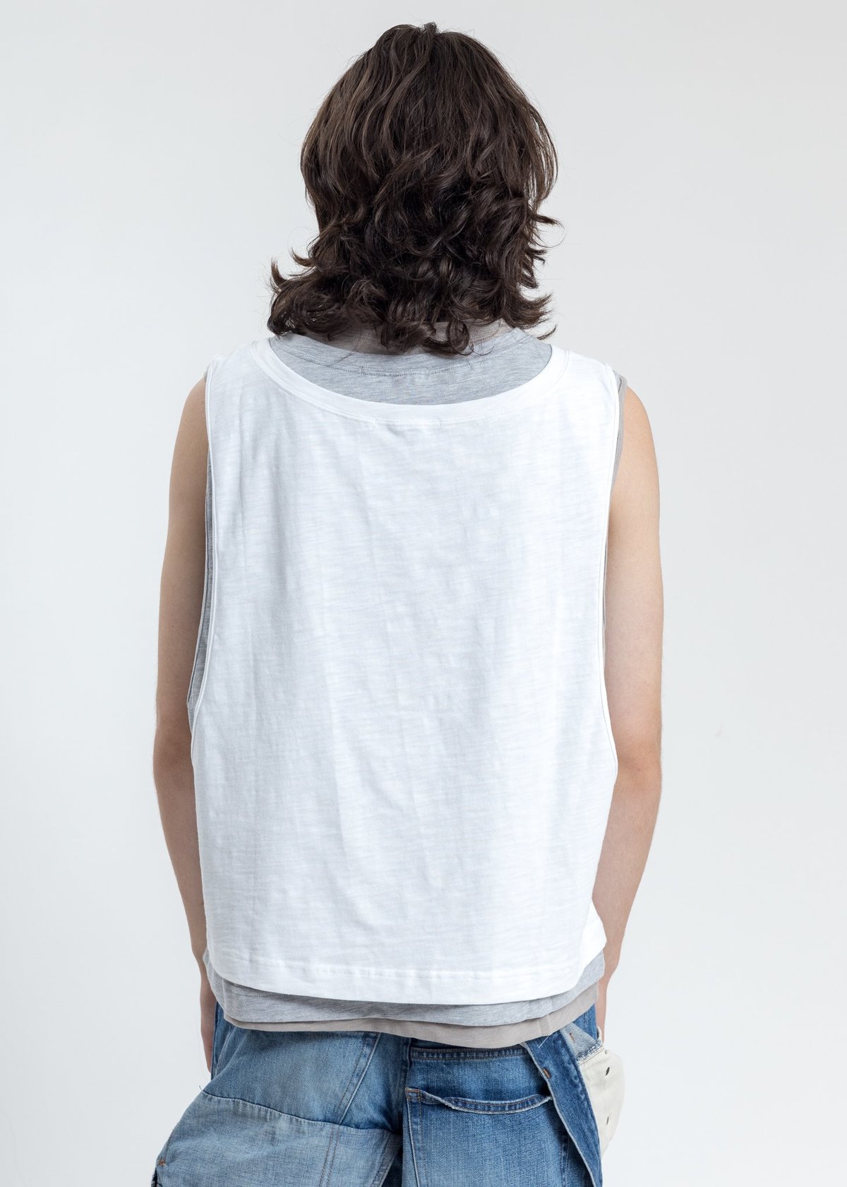 LUKEWARMPEOPLE Triple Layer Muscle Tee - White - Image 4 of 5
