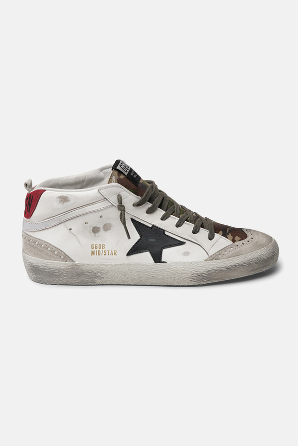 Golden Goose Mid Star Sneaker Shoes White/Green Camo/Blk Star on  Garmentory