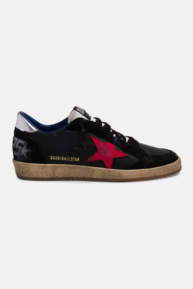 Golden Goose Ballstar Sneaker Shoes - Black/Red Star/Silver
