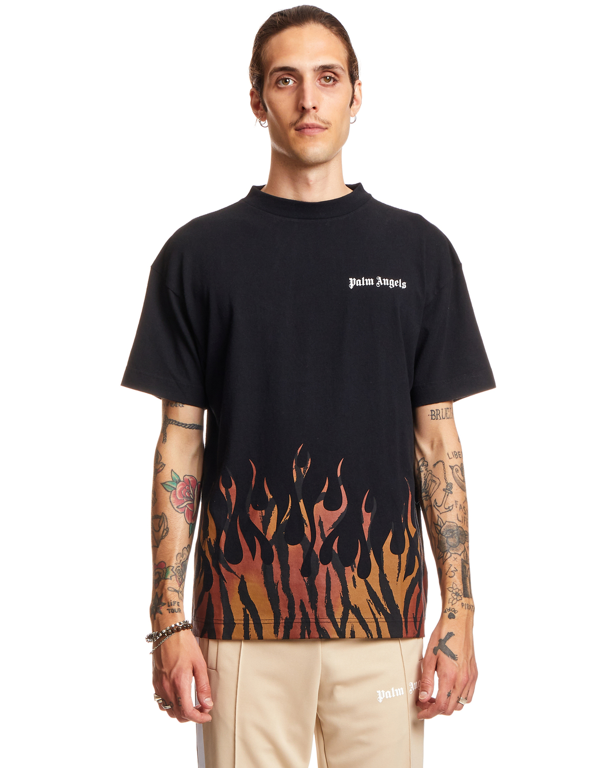 Palm Angels Tiger Flames T-shirt - Black | Garmentory