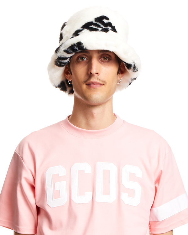 GCDS Black & White Faux Fur Bucket Hat GCDS White Jacquard Bucket Hat GCDS main image 3