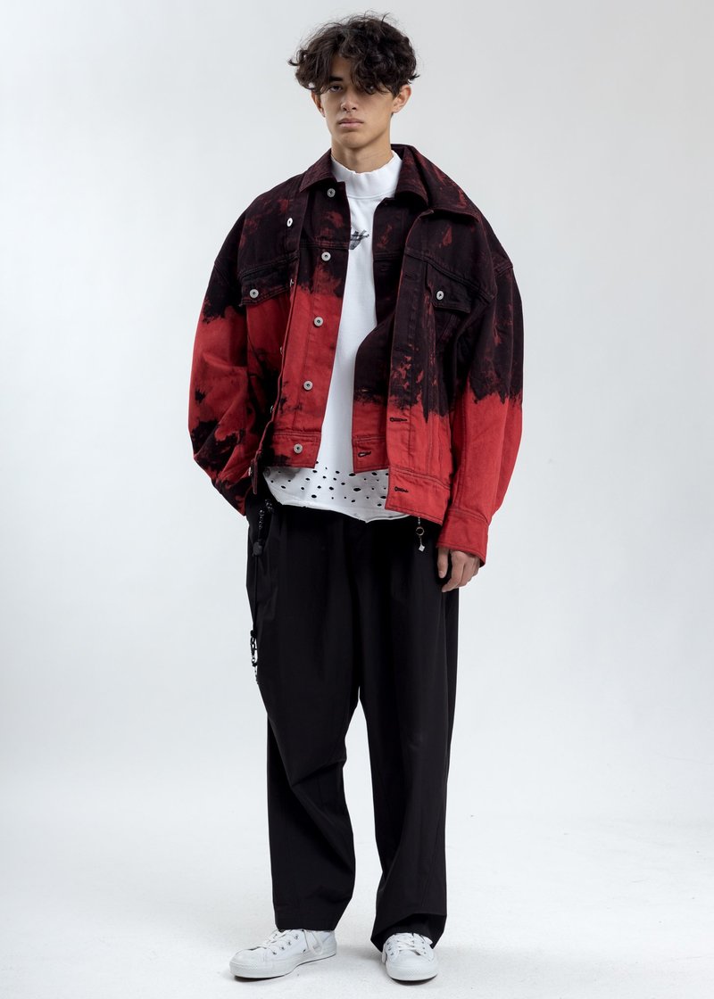 Black Denim Jacket With Tie Feng Chen Wang Tie Dye Denim Jacket