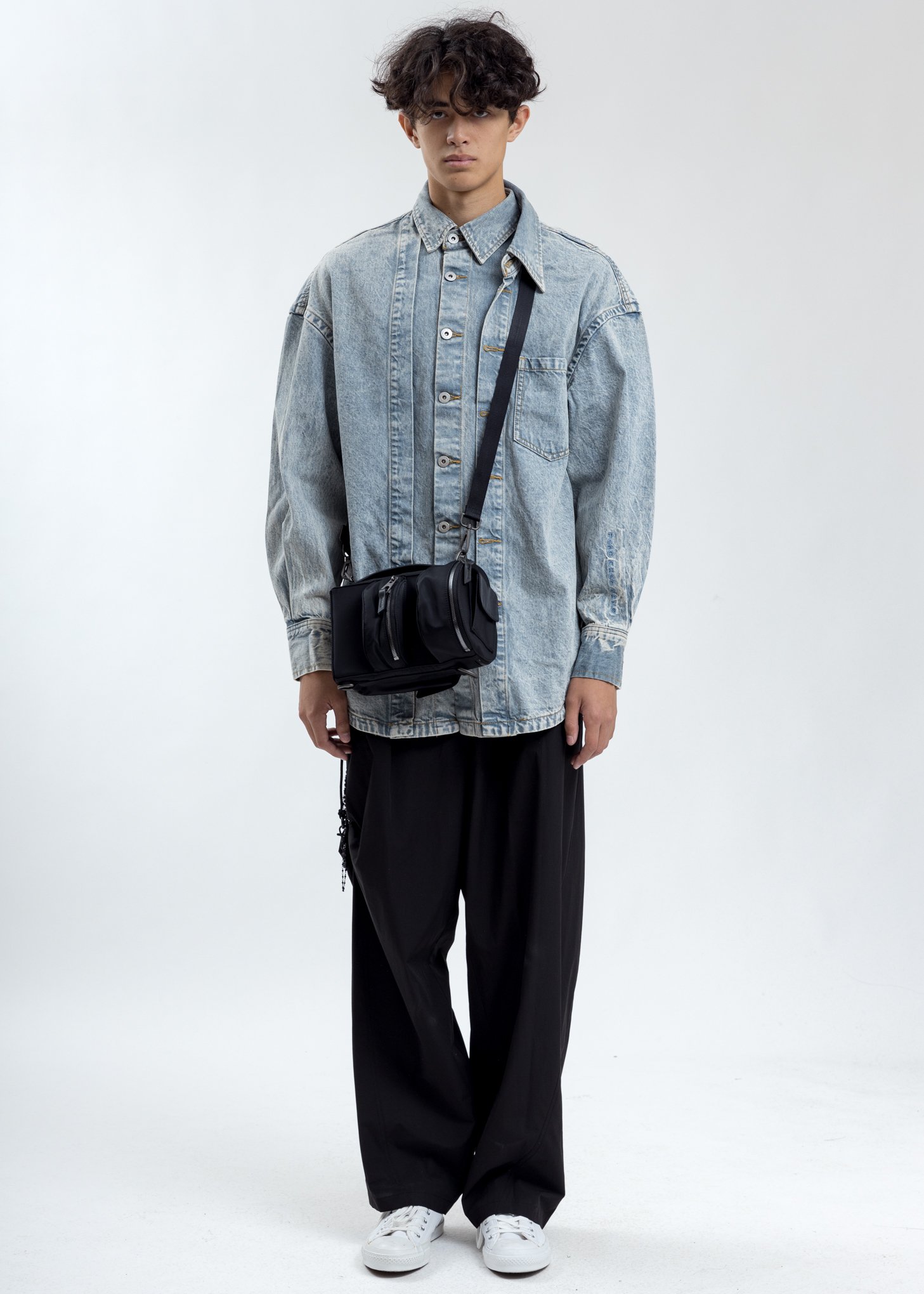 Feng Chen Wang Wash Denim Shirt - Blue | Garmentory