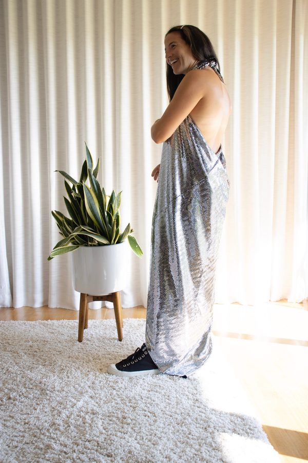 MM6 Maison Margiela Metallic Asymmetric Disco Dress - Silver