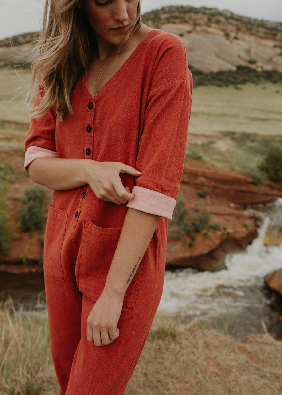 Happy French Gang Madder Jumpsuit - Ruby - Image 3 of 6