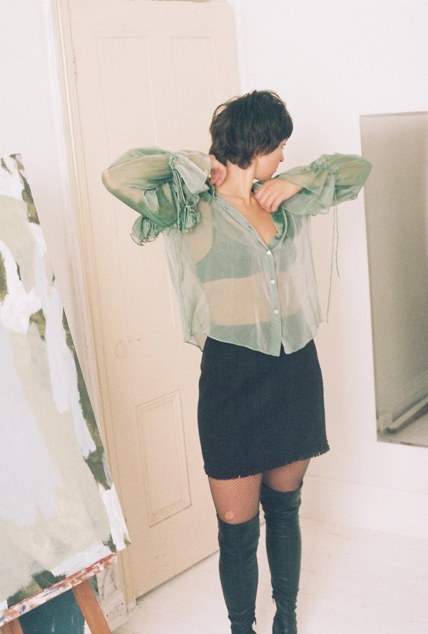 ANNIE HAMILTON Ruffle Shirt - Seafoam