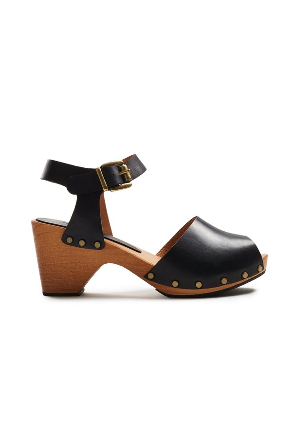 Lisa B. leather peep toe clogs - black Lisa B. leather peep toe clogs - black