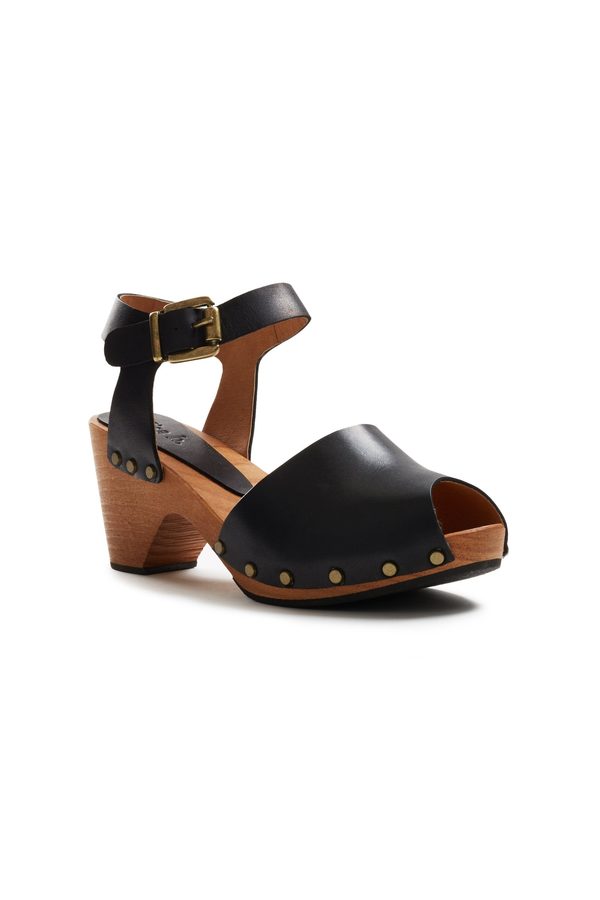 Lisa B. leather peep toe clogs - black Lisa B. leather peep toe clogs - black