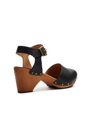 Lisa B. leather peep toe clogs - black Lisa B. leather peep toe clogs - black