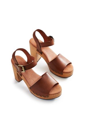 Lisa B. Platform Leather Clogs - Tan Lisa B. Platform Leather Clogs - Tan