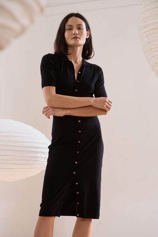 St. Agni Chieko Knit Dress - Black | Garmentory