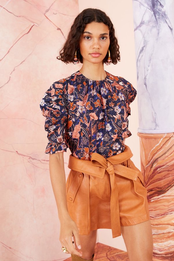 Ulla Johnson Joni Blouse - Pine Floral 