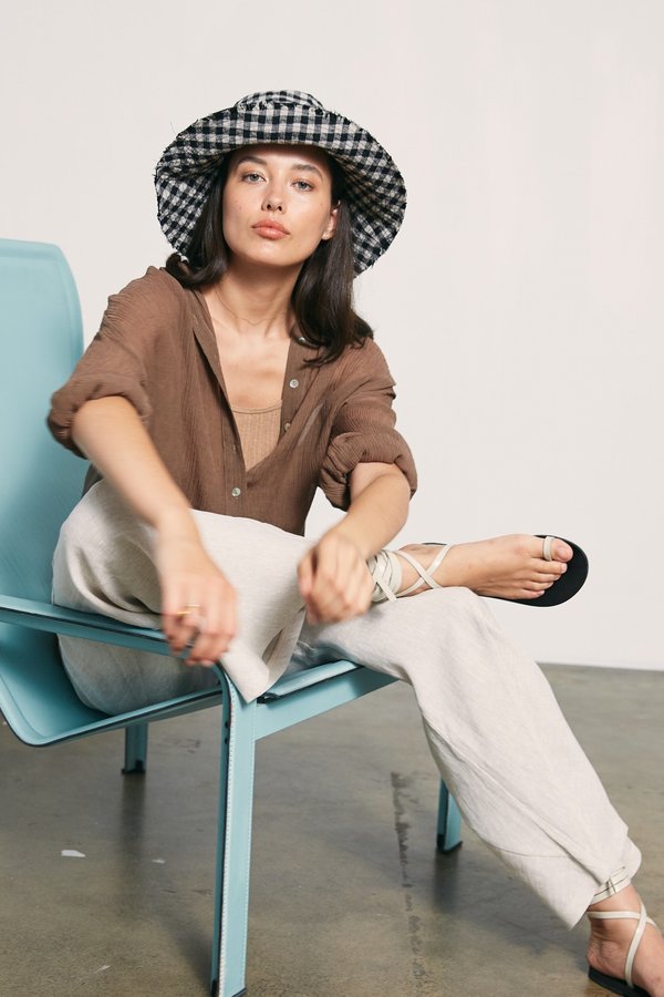 MARLE Nonna Hat - Black/Natural Check 