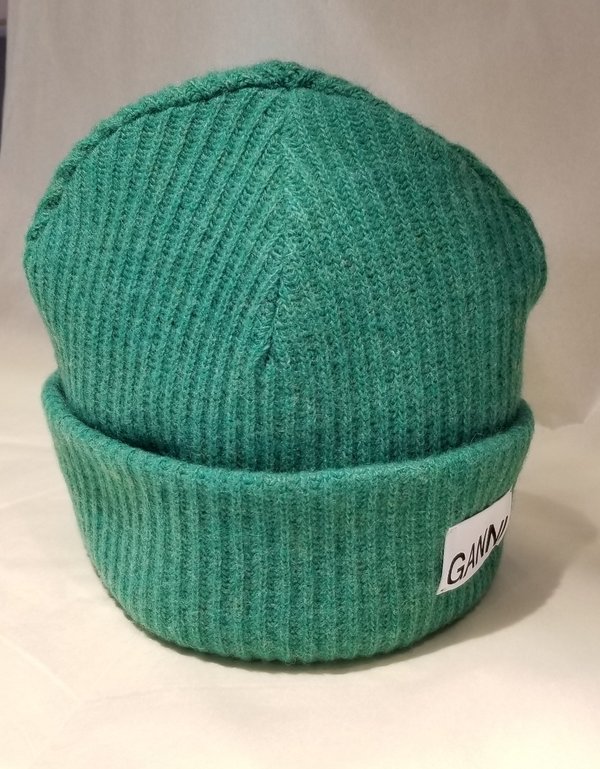 Ganni Recycled Wool Knit Beanie - Foliage Green | Garmentory display picture 1