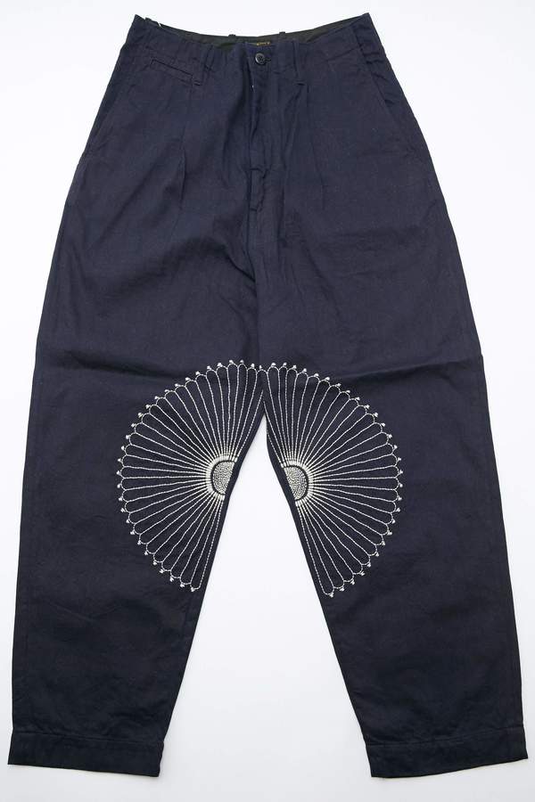Kapital 8 oz. IDGxIDG Denim High Waist NIME Pants (FUROSHIKI Embroidery) - Indigo Kapital 8 oz. IDGxIDG Denim High Waist NIME Pants (FUROSHIKI Embroidery) - Indigo