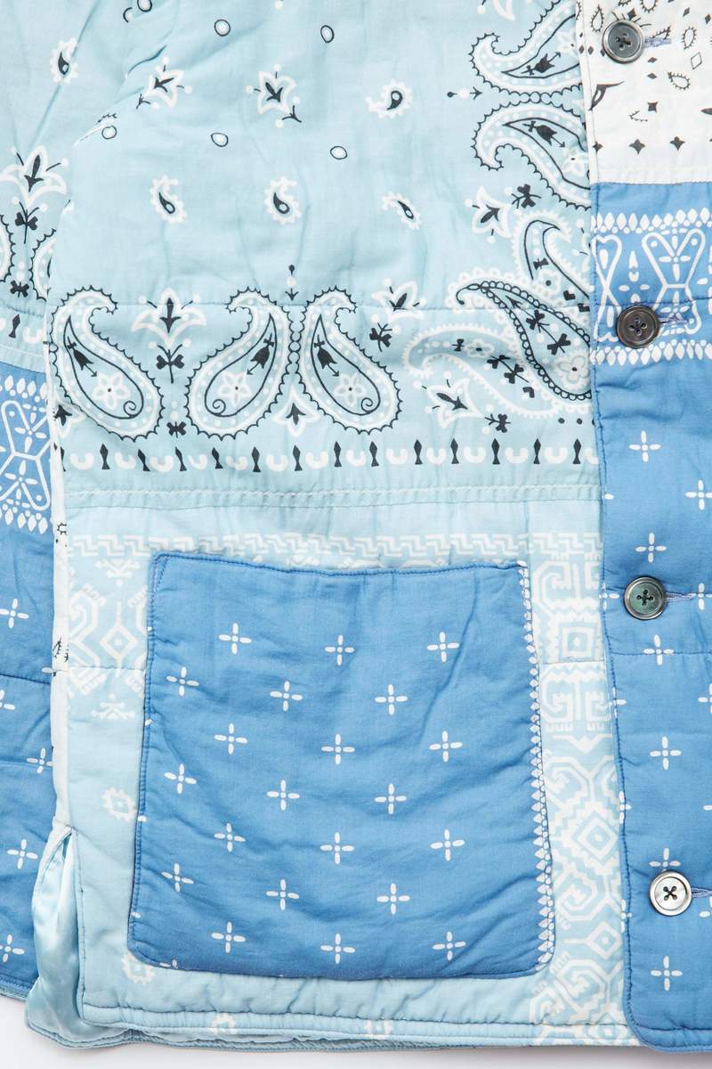 Kapital Gauze Bandana Patchwork Quilt SAMU Work Blouson - Sax