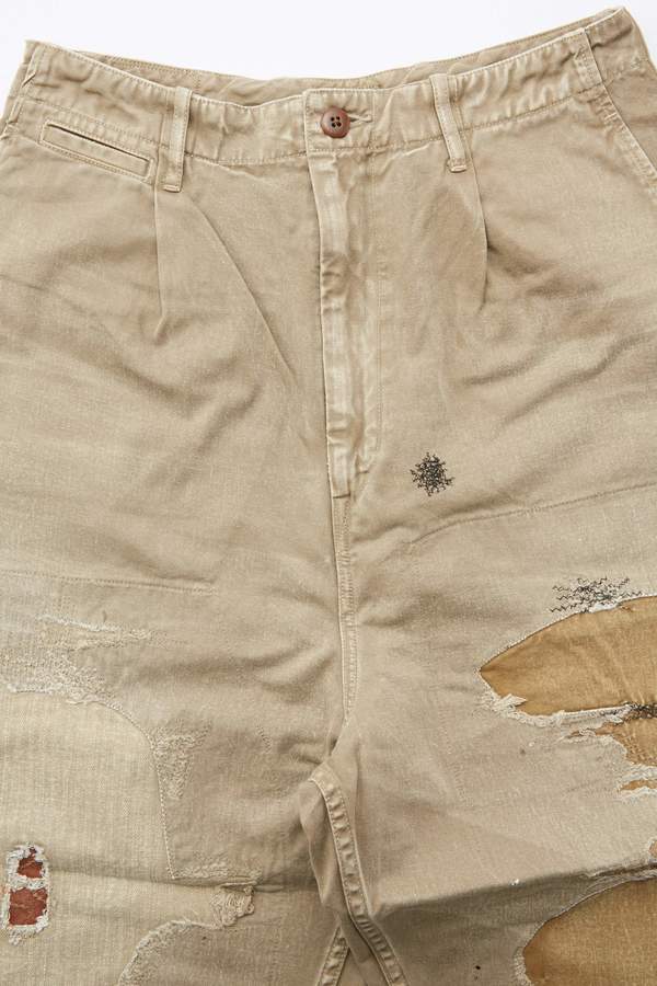 Kapital Kountry KATSURAGI High Waisted NIME Pants (LumberJack Damaged) - Beige Kapital Kountry KATSURAGI High Waisted NIME Pants (LumberJack Damaged) - Beige