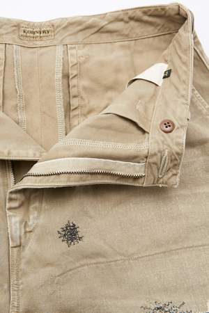 Kapital Kountry KATSURAGI High Waisted NIME Pants (LumberJack Damaged) - Beige Kapital Kountry KATSURAGI High Waisted NIME Pants (LumberJack Damaged) - Beige