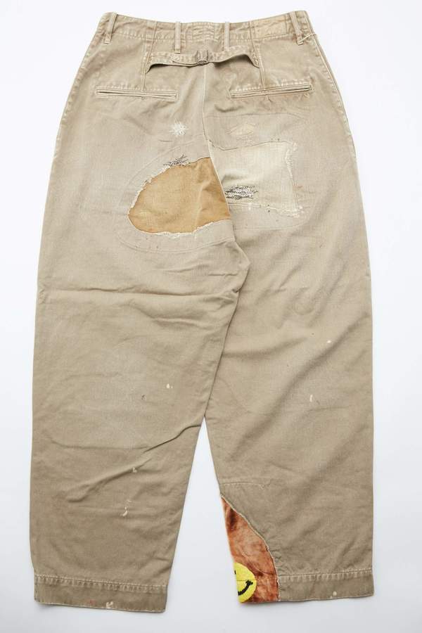 Kapital Kountry KATSURAGI High Waisted NIME Pants (LumberJack Damaged) - Beige Kapital Kountry KATSURAGI High Waisted NIME Pants (LumberJack Damaged) - Beige