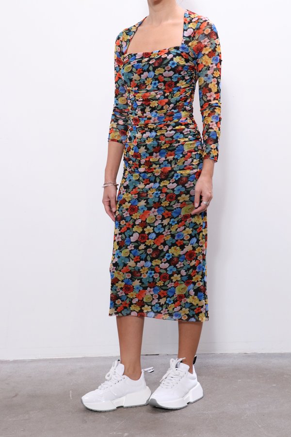 printed mesh dress ganni Ganni Printed Mesh Dress - Multicolor