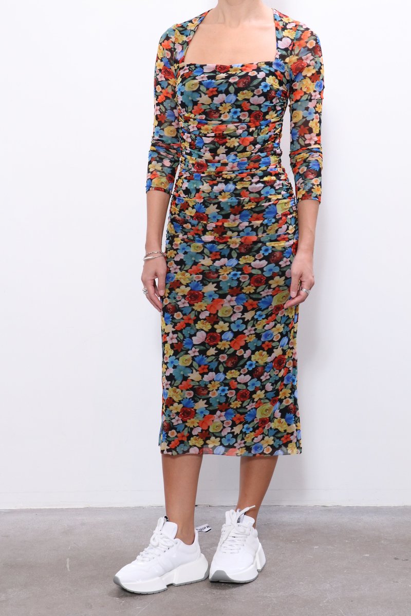 Ganni Printed Mesh Dress - Multicolor | Garmentory