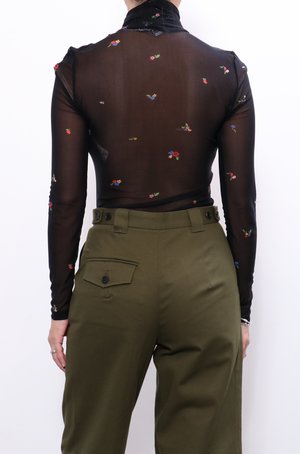 ganni printed mesh shirt