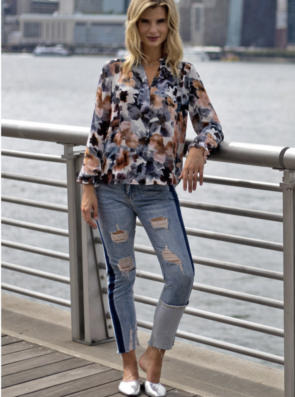 Go By GoSilk Go Antique Attitude Blouse - Opaque Floral Print Go By GoSilk Go Antique Attitude Blouse - Opaque Floral Print