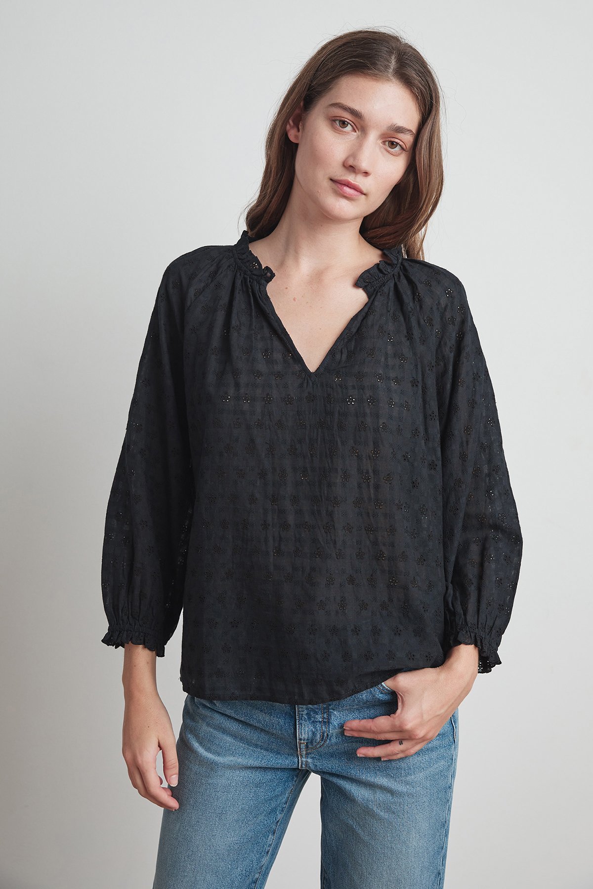 eyelet peasant blouse