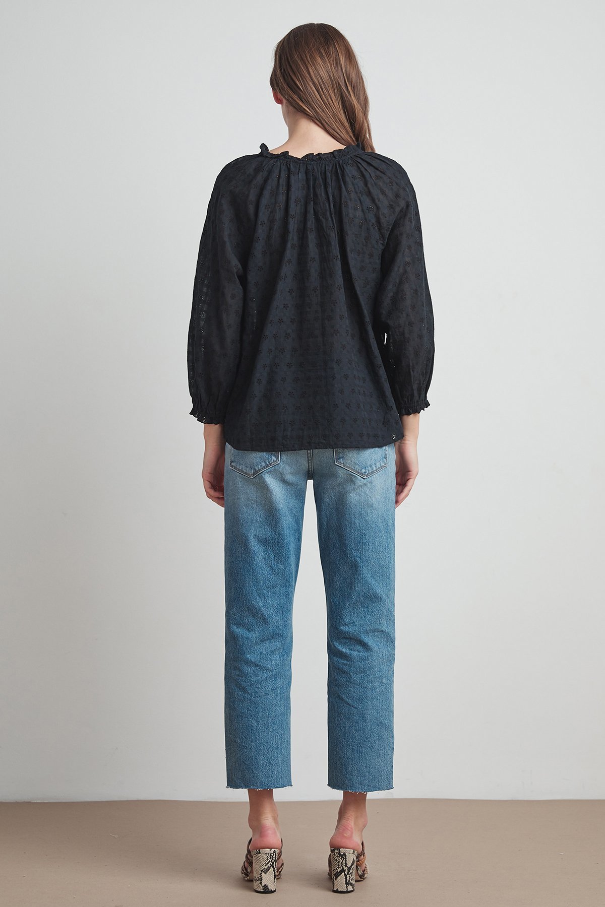 Velvet Matilda Positano Eyelet Peasant Blouse - Black | Garmentory