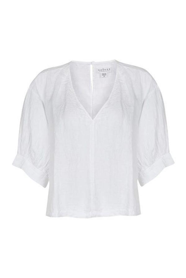 Velvet Tayler Linen Blouse - White Velvet Tayler Linen Blouse - White