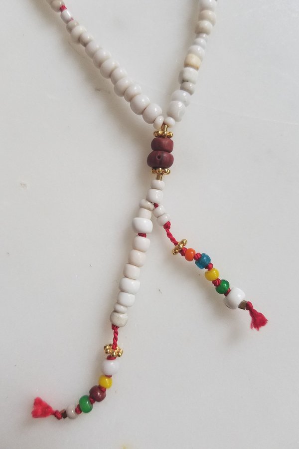 Cobamae Tasseled African Beads - White Cobamae Tasseled African Beads - White