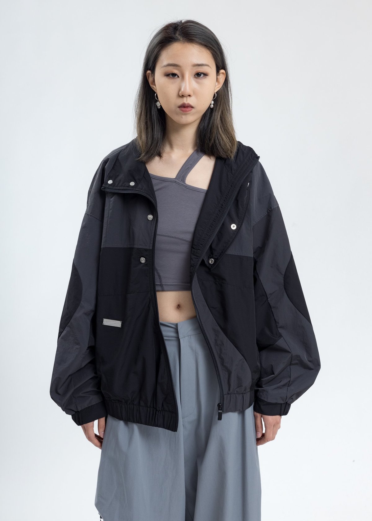 UNISEX C2H4 Intervein Paneled Track Jacket - Dark Grey  - Image 2 of 6