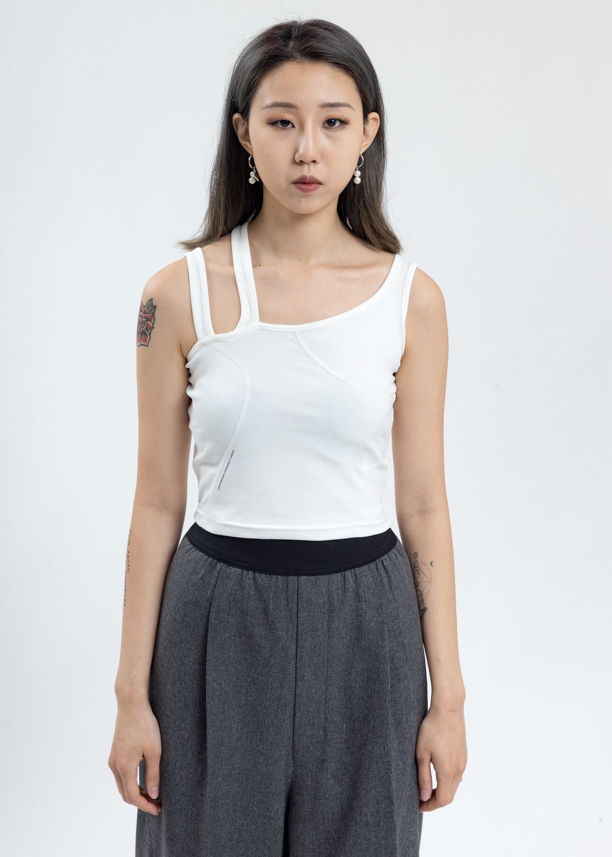 C2H4 Asymmetrical Tank Top - White - Image 1 of 5