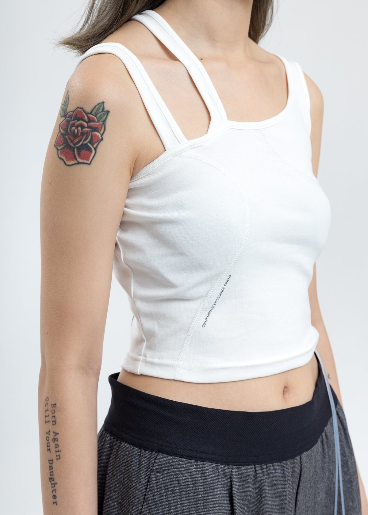 C2H4 Asymmetrical Tank Top - White - Image 2 of 5